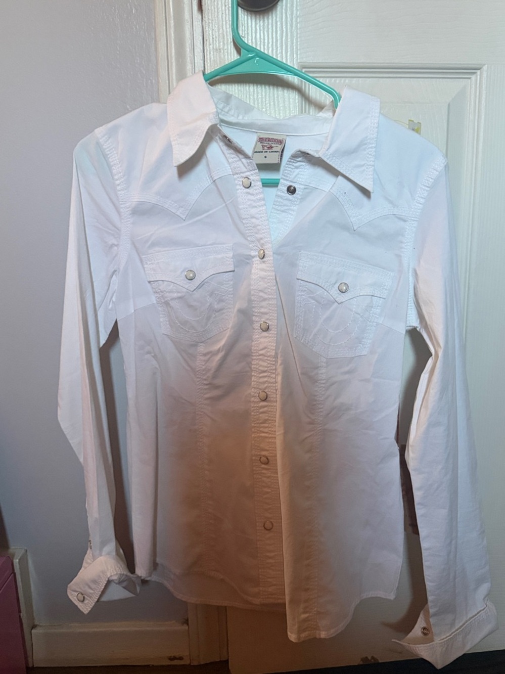 True Religion White Long Sleeve Western Shirt